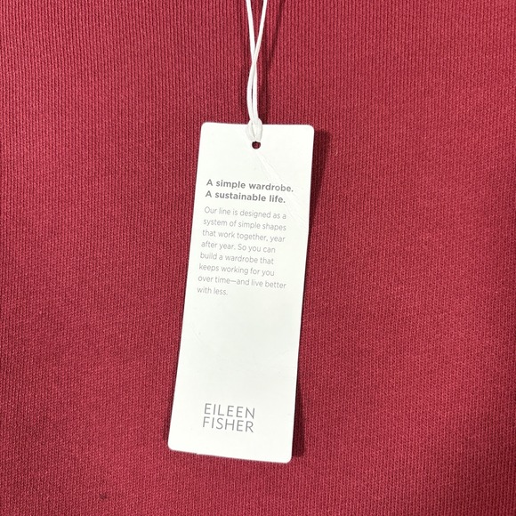 NWT Eileen Fisher Sz S Red High Crew Neck Box Top Minimal Luxury Holiday Cotton - Picture 2 of 9
